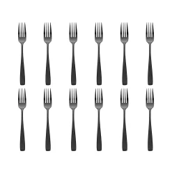 Chisel Matte Black 18/0 Stainless Steel Dinner Fork, Set of 12