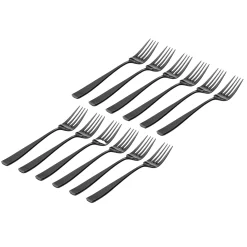 Chisel Matte Black 18/0 Stainless Steel Dinner Fork, Set of 12