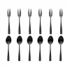 Chisel Matte Black 18/10 Stainless Steel 12 Piece Flatware Set, Service For 6