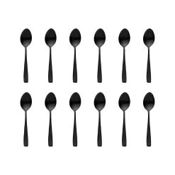 Chisel Matte Black 18/0 Stainless Steel Teaspoon, Set of 12