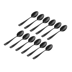 Chisel Matte Black 18/0 Stainless Steel Teaspoon, Set of 12