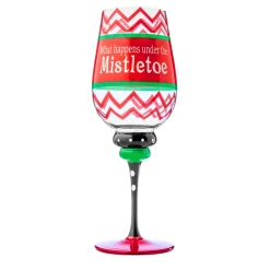 Christmas Mistletoe Wine Glass