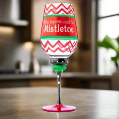 Christmas Mistletoe Wine Glass
