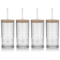 Claro Acrylic Clear Travel Tumbler, Set of 4