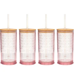 Claro Acrylic Pink Travel Tumbler, Set of 4