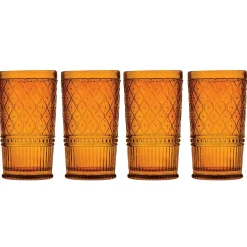 Claro Amber Highball, Set of 4