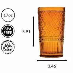 Claro Amber Highball, Set of 4
