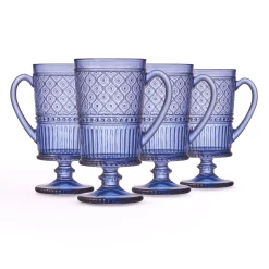 Claro Blue Footed Coffee Mug, Set of 4