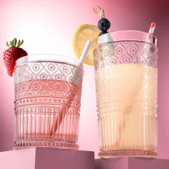 Claro Pink Acrylic Double Old Fashion, Set of 4