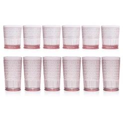 Claro Pink Acrylic Highball & Double Old Fashion, Set of 12