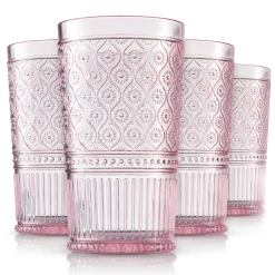 Claro Pink Acrylic Highball & Double Old Fashion, Set of 12