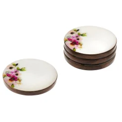 Claro Walnut Pink Floral Coaster Set