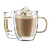 Coffee Double Wall Gold Handle Mug, Set of 2