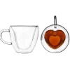Coffee Double Wall Heart Mug, Set of 2