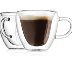 Coffee Double Wall Heart Mug, Set of 2