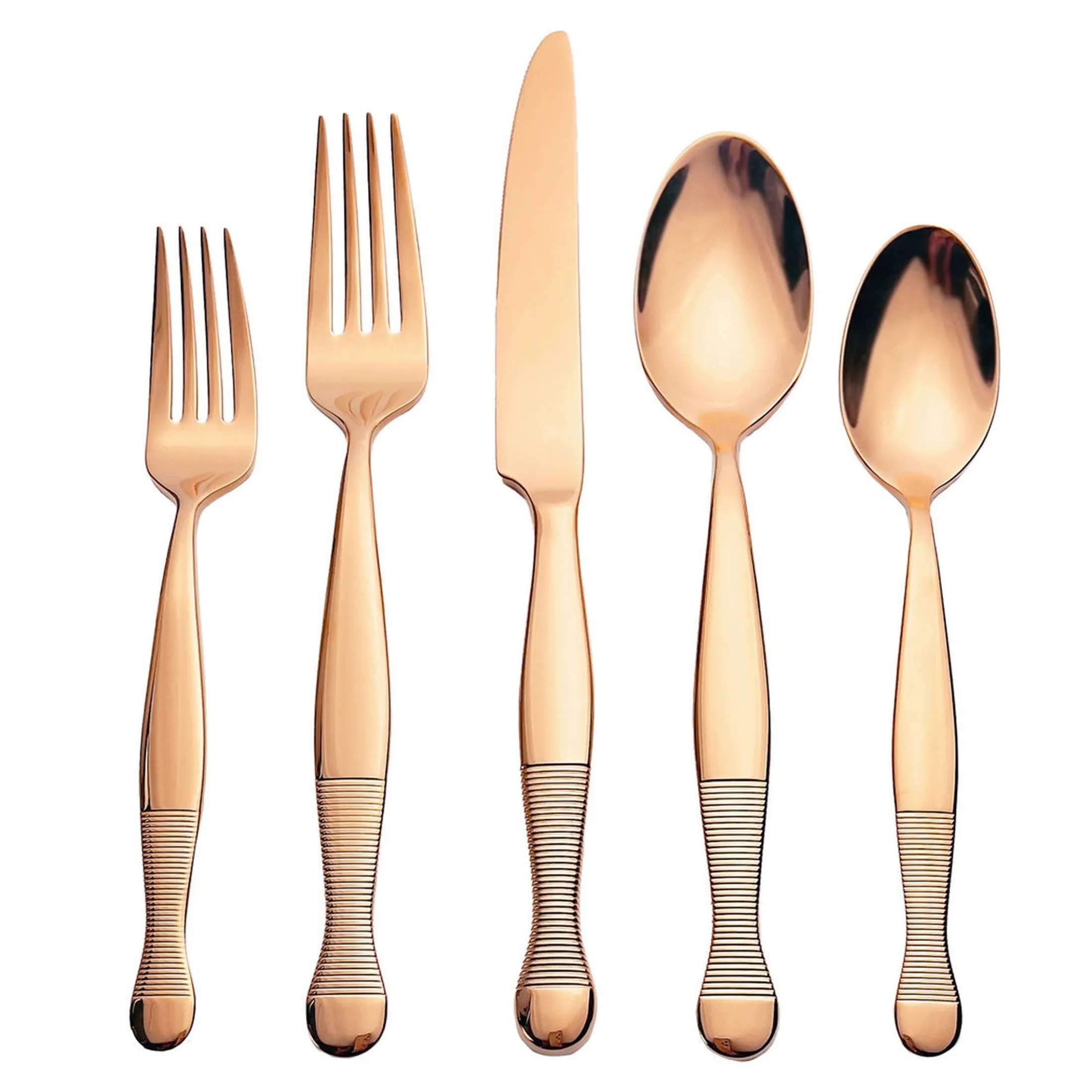 Corset Mirrored Copper 18/10 Stainless Steel 20 Piece Flatware Set, Service For 4