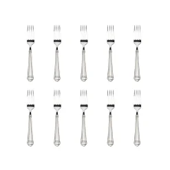 Crete Sandblast Mirrored 18/0 Stainless Steel Salad Fork, Set of 10