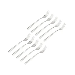 Crete Sandblast Mirrored 18/0 Stainless Steel Salad Fork, Set of 10