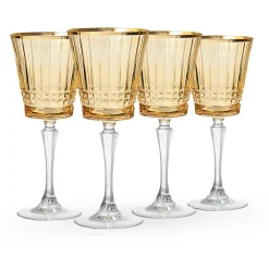 Cristine Amber Gold Rim Red Wine Glass, Set of 4