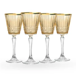 Cristine Amber Gold Rim White Wine Glass, Set of 4