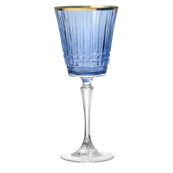 Cristine Blue Gold Rim Red Wine Glass, Set of 4