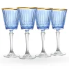 Cristine Blue Gold Rim White Wine Glass, Set of 4