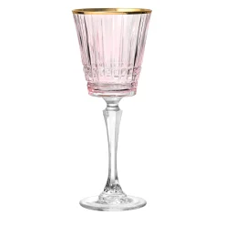 Cristine Blush Gold Rim White Wine Glass, Set of 4