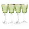 Cristine Green Gold Rim Red Wine Glass, Set of 4