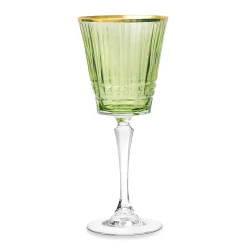 Cristine Green Gold Rim Red Wine Glass, Set of 4