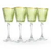Cristine Green Gold Rim White Wine Glass, Set of 4