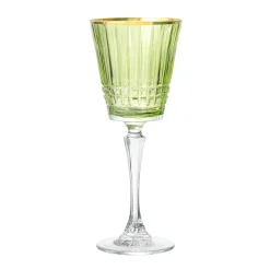 Cristine Green Gold Rim White Wine Glass, Set of 4