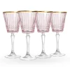 Cristine Pink Gold Rim Red Wine Glass, Set of 4