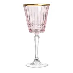 Cristine Pink Gold Rim Red Wine Glass, Set of 4