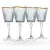 Cristine Smoke Gold Rim White Wine Glass, Set of 4