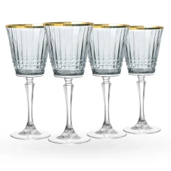 Cristine Smoke Gold Rim White Wine Glass, Set of 4