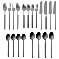 Cubit Matte Black 18/10 Stainless Steel 20 Piece Flatware Set, Service For 4