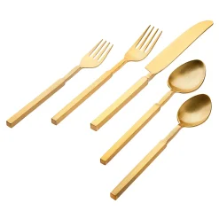 Cubit Matte Gold 18/10 Stainless Steel 20 Piece Flatware Set, Service For 4