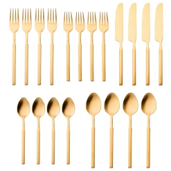 Cubit Matte Gold 18/10 Stainless Steel 20 Piece Flatware Set, Service For 4