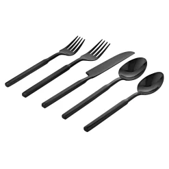 Cubit Mirror Black 18/10 Stainless Steel 20 Piece Flatware Set, Service For 4