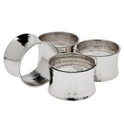 Curved Hammered Napkin Ring Set