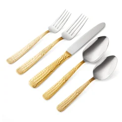 Donatella 24kt Gold Plated 18/10 Stainless Steel 20 Piece Flatware Set, Service For 4