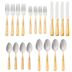 Donatella 24kt Gold Plated 18/10 Stainless Steel 20 Piece Flatware Set, Service For 4