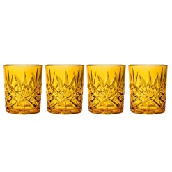 Dublin Acrylic Sunshine Yellow Double Old Fashion, Set of 4