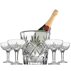 Dublin Crystal 5 Piece Champagne Ice Bucket and Champagne Coupe Set