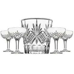 Dublin Crystal 5 Piece Champagne Ice Bucket and Champagne Coupe Set