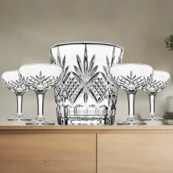Dublin Crystal 5 Piece Champagne Ice Bucket and Champagne Coupe Set
