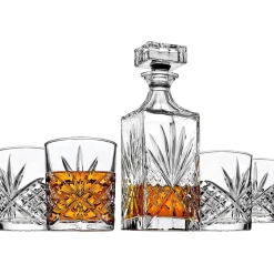 Dublin Crystal 5 Piece Decanter Whiskey Set