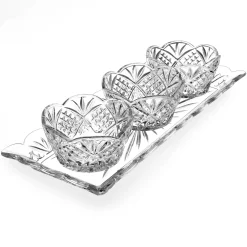 Dublin Crystal 4 Piece Scalloped Appetizer Server Set