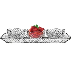 Dublin Crystal 4 Piece Scalloped Appetizer Server Set