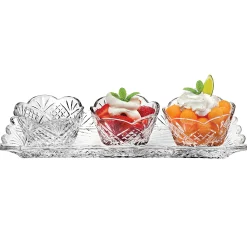 Dublin Crystal 4 Piece Scalloped Appetizer Server Set